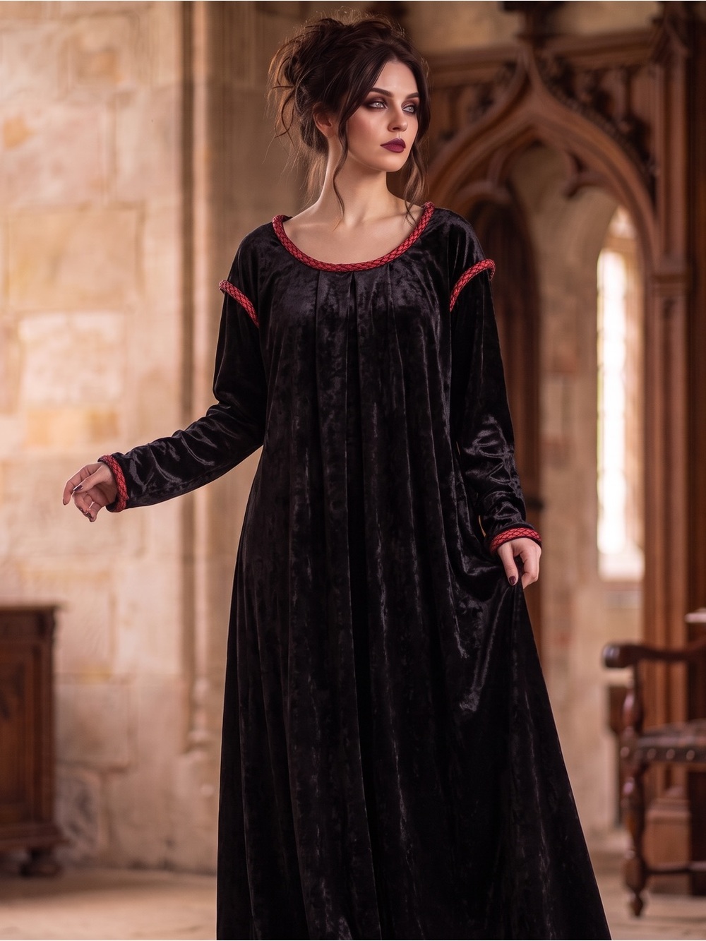 VINTAGE GILEAD Goth Velvet Maxi Dress